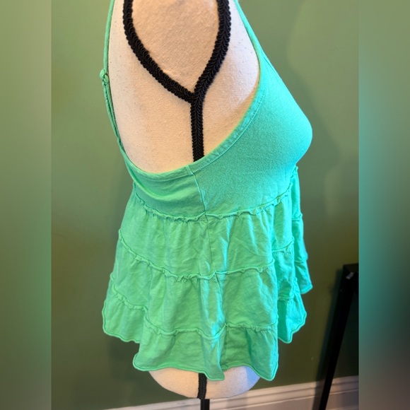 American Eagle Green Sleeveless Ruffle baby doll Top - Picture 6 of 6